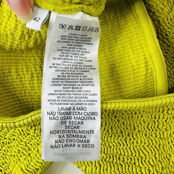 Bottega Veneta Chartreuse Seersucker Halterneck Bikini with Bag 42 / 6 - Picture 10 of 16
